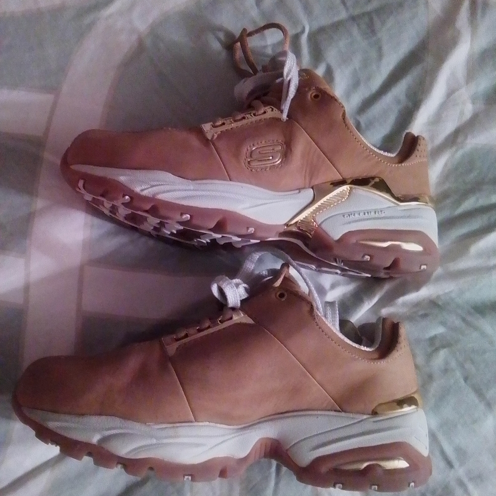 Skechers sport sneakers tan with extra white laces - Picture 3 of 6